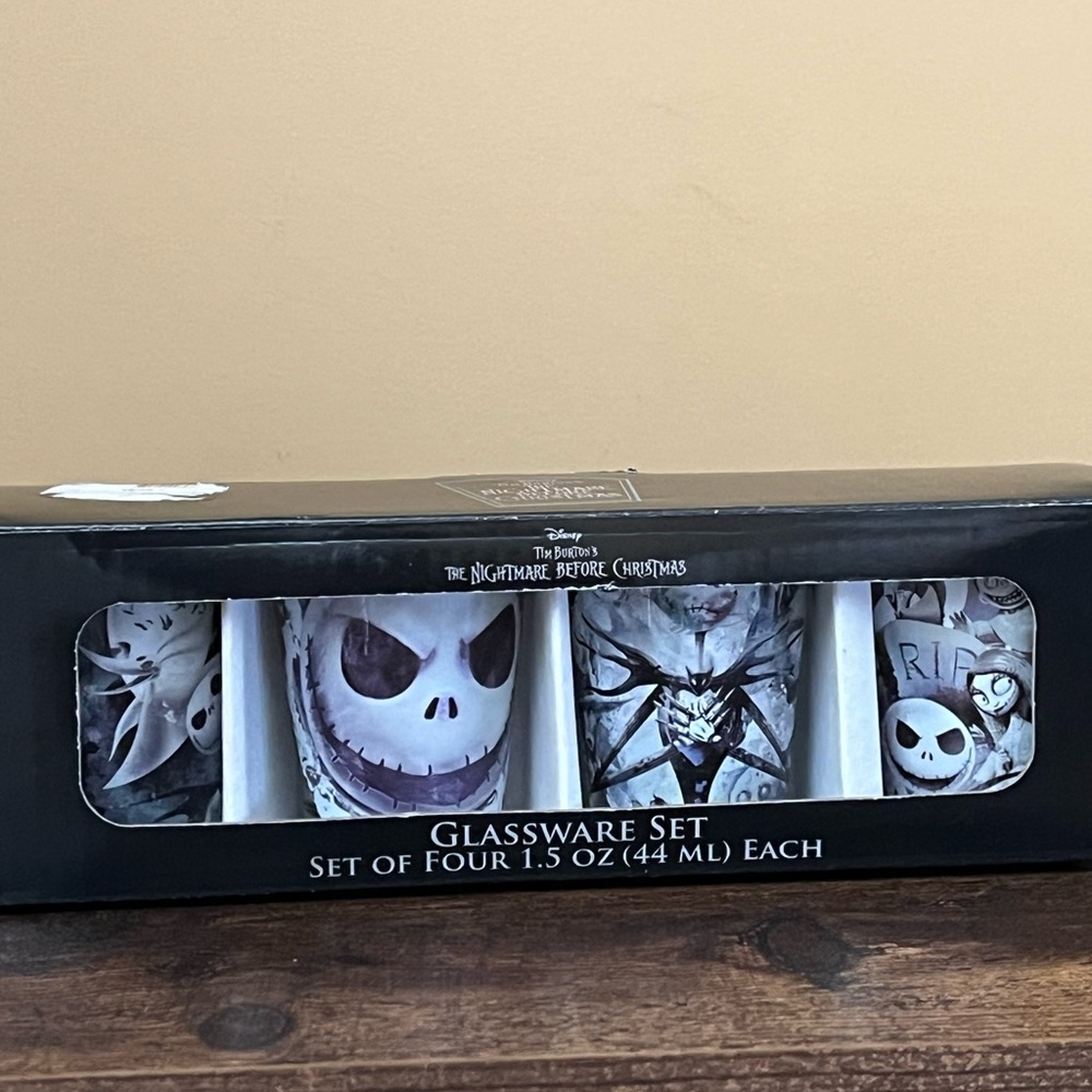 New Disney Nightmare Before Christmas Glassware Set 4 Shot Glass 1.5 ounce each